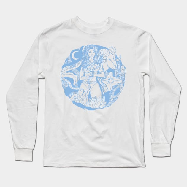 Light Blue Aries Beauty Long Sleeve T-Shirt by kenallouis